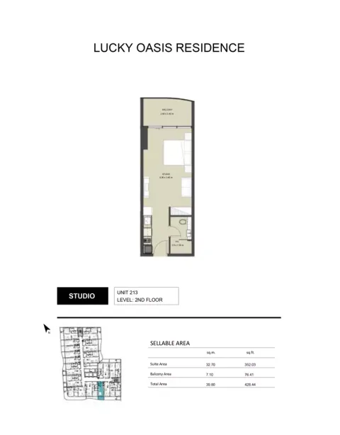 Floor plan, Studio, 428 sq ft
