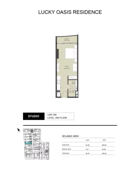 Floor plan, Studio, 395 sq ft