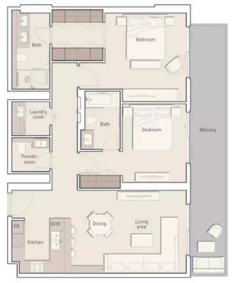 Floor plan, 2 Beds, 1,337 sq ft