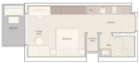 Floor plan, Studio, 431 sq ft