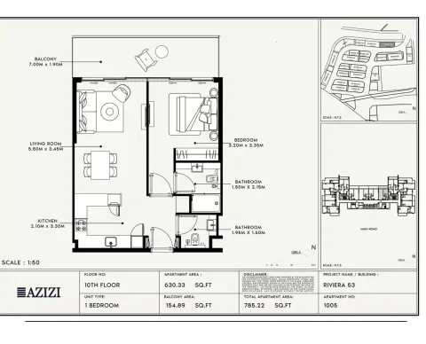 Floor plan, 1 Bed, 785 sq ft