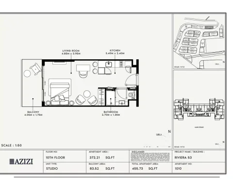 Floor plan, Studio, 455 sq ft