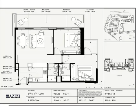 Floor plan, 2 Beds, 1,221 sq ft
