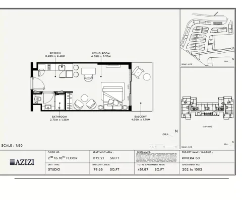 Floor plan, Studio, 451 sq ft