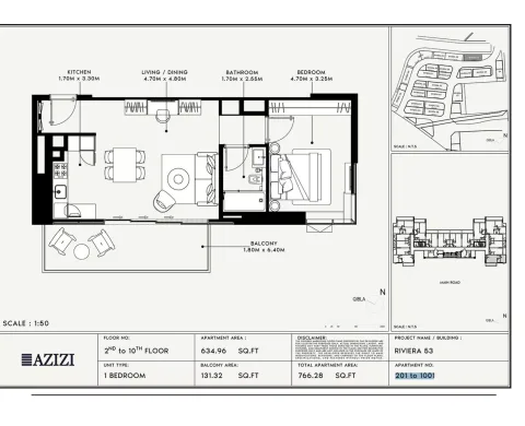 Floor plan, 1 Bed, 766 sq ft
