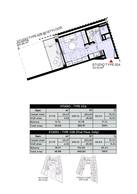 Floor plan, Studio, 493 sq ft