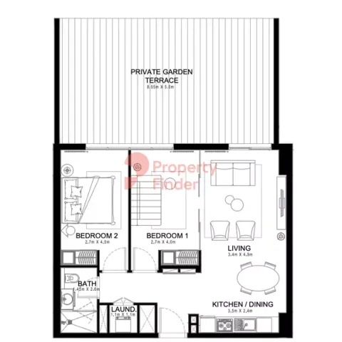 Floor plan, 2 Beds, 1,215 sq ft