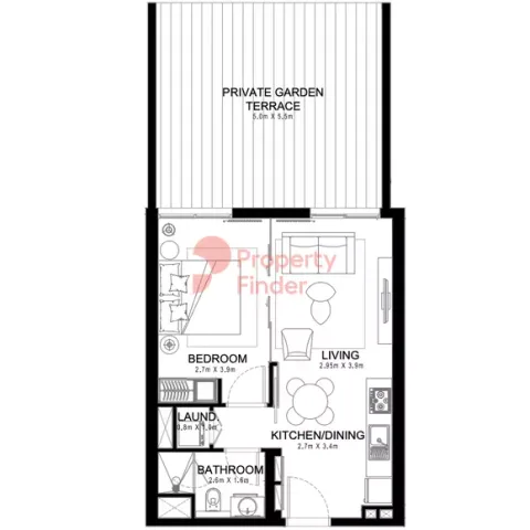 Floor plan, 1 Bed, 788 sq ft