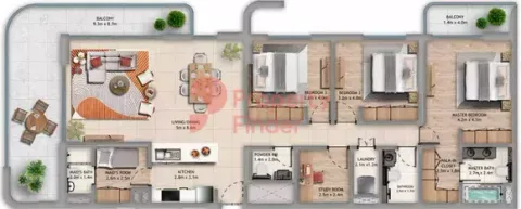 Floor plan, 3 Beds, 2,302 sq ft