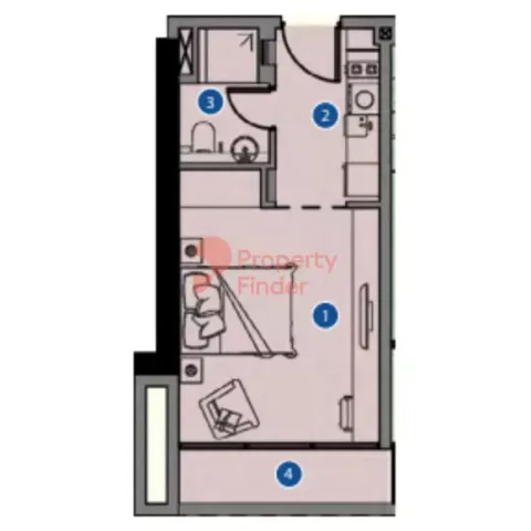 Floor plan, Studio, 410 sq ft