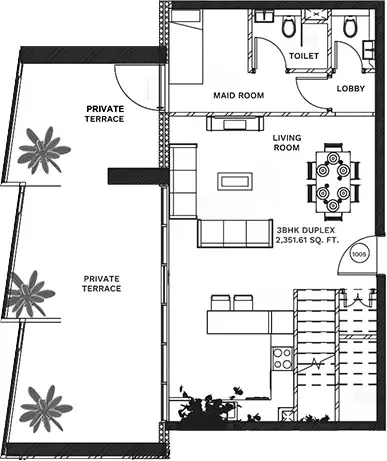 Floor plan, 2 Beds, 2,351 sq ft