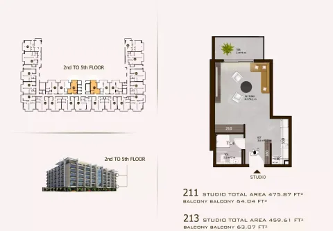 Floor plan, Studio, 475 sq ft