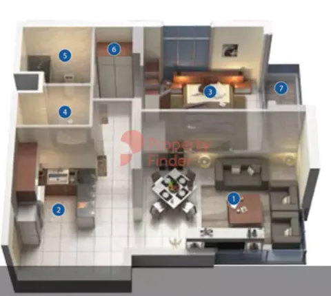 Floor plan, 1 Bed, 703 sq ft