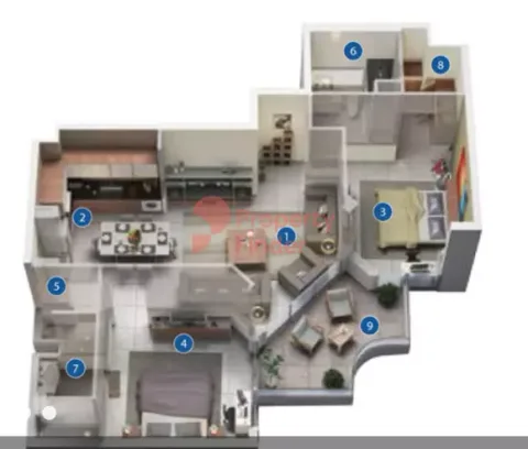 Floor plan, 2 Beds, 950 sq ft