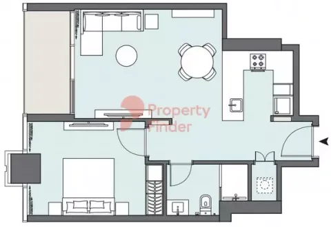Floor plan, 1 Bed, 671 sq ft