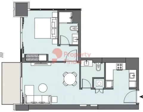 Floor plan, 1 Bed, 697 sq ft