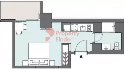 Floor plan, Studio, 407 sq ft