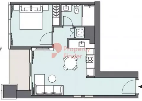 Floor plan, 1 Bed, 563 sq ft