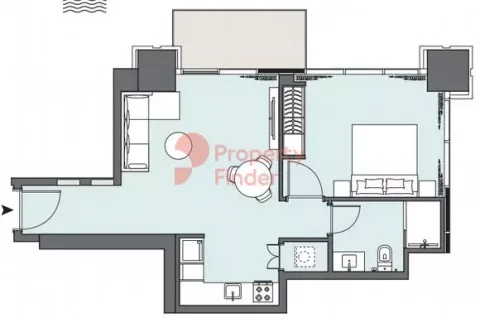 Floor plan, 1 Bed, 631 sq ft