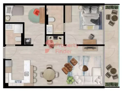 Floor plan, 1 Bed, 961 sq ft