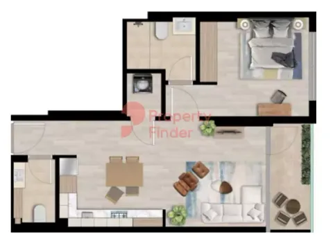 Floor plan, 1 Bed, 710 sq ft