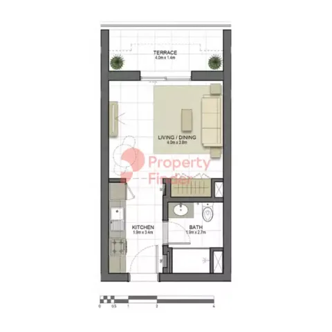 Floor plan, Studio, 420 sq ft