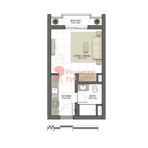 Floor plan, Studio, 377 sq ft