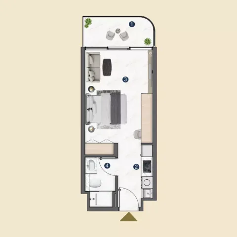 Floor plan, Studio, 388 sq ft