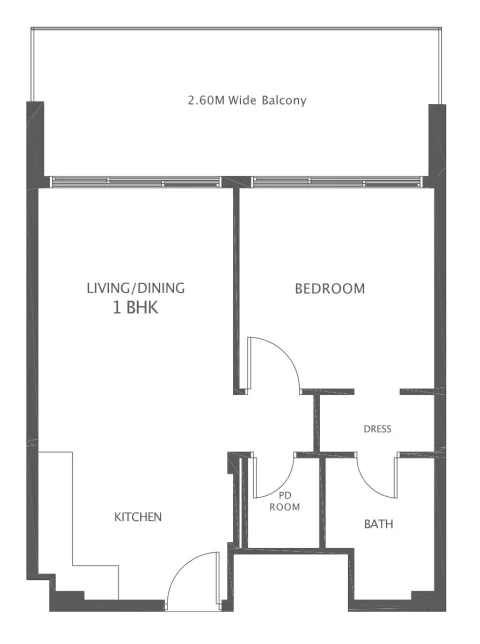 Floor plan, 1 Bed, 744 sq ft