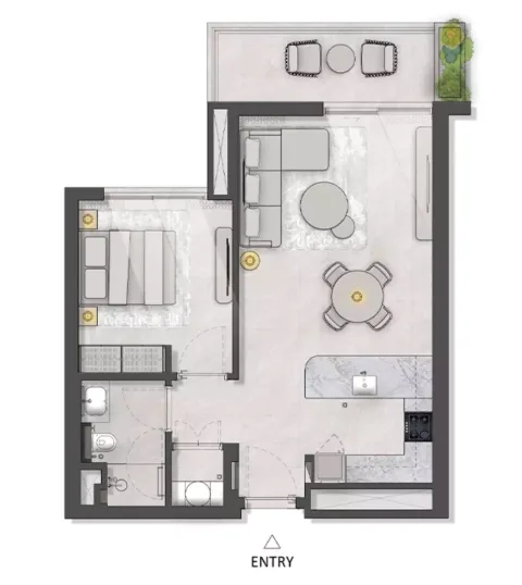 Floor plan, 1 Bed, 1,111 sq ft