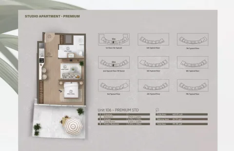 Floor plan, Studio, 701 sq ft