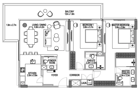 Floor plan, 2 Beds, 1,471 sq ft