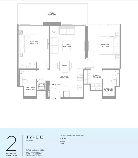 Floor plan, 2 Beds, 924 sq ft