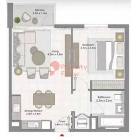 Floor plan, 1 Bed, 723 sq ft
