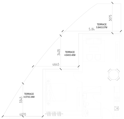 Floor plan, 1 Bed, 989 sq ft