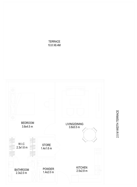 Floor plan, 1 Bed, 1,720 sq ft