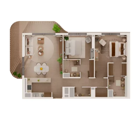 Floor plan, 2 Beds, 1,295 sq ft