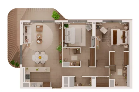Floor plan, 2 Beds, 1,295 sq ft