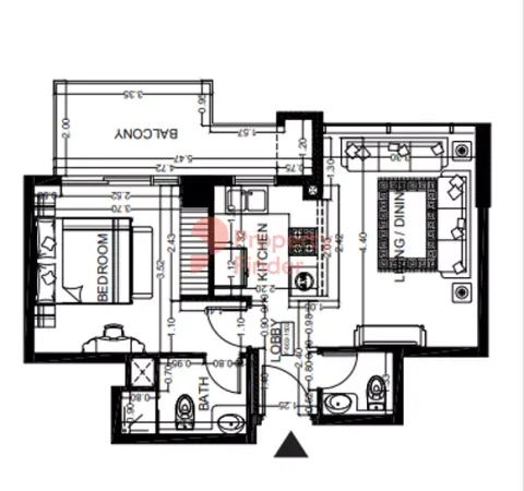 Floor plan, 1 Bed, 642 sq ft