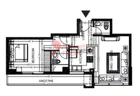Floor plan, 1 Bed, 622 sq ft