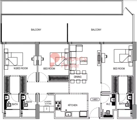 Floor plan, 3 Beds, 0 sq ft