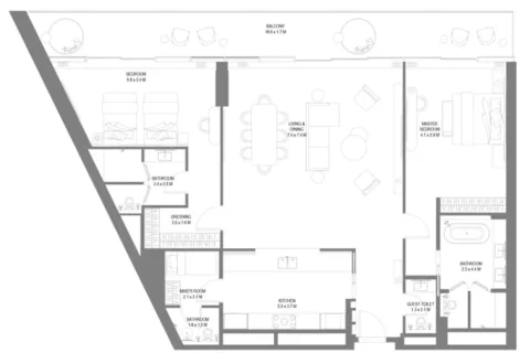 Floor plan, 2 Beds, 2,258 sq ft