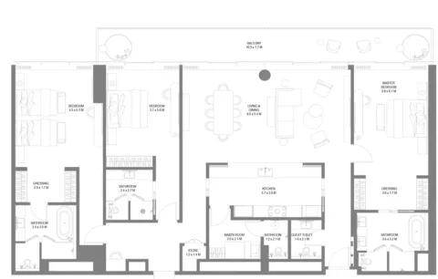 Floor plan, 3 Beds, 2,876 sq ft