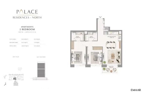 Floor plan, 2 Beds, 1,049 sq ft