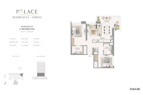 Floor plan, 2 Beds, 1,111 sq ft