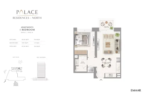 Floor plan, 1 Bed, 641 sq ft