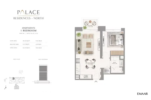 Floor plan, 1 Bed, 642 sq ft