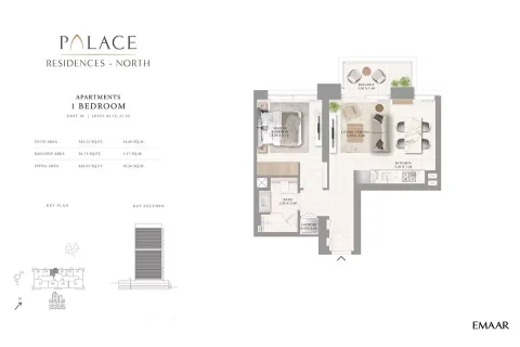 Floor plan, 1 Bed, 638 sq ft