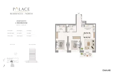 Floor plan, 2 Beds, 1,049 sq ft