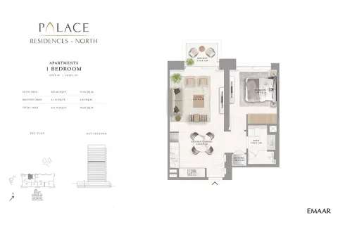 Floor plan, 1 Bed, 642 sq ft